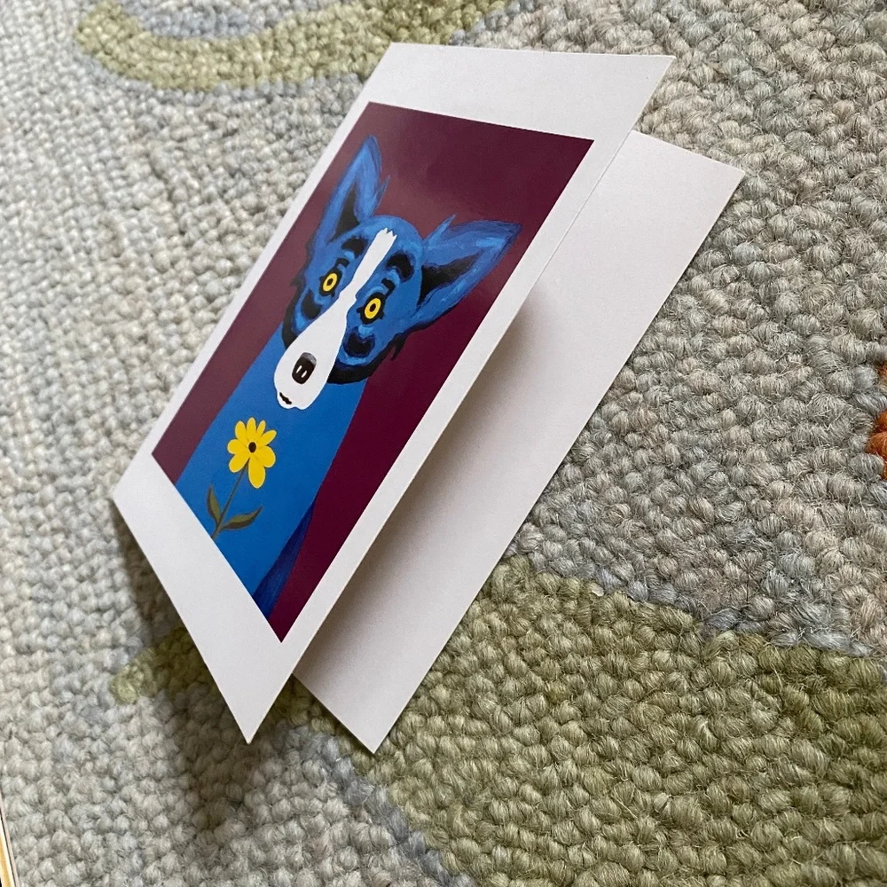 Y2K I George Rodrigue I Matted "Daisy" Blue Dog Note Card - Picture 10 of 16